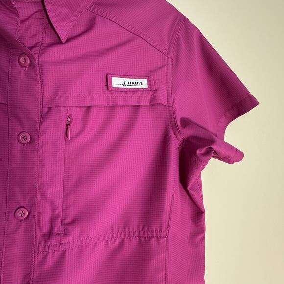 HABIT Women's M Fishing Shirt Short Sleeve V Neck Pink Outdoor Solar Factor 40+ - Picture 3 of 12